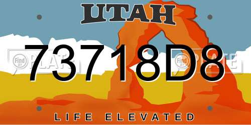 73718D8 Utah License Plate
