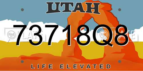 73718Q8 Utah License Plate