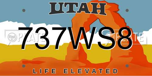 737WS8 Utah License Plate