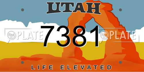 7381 Utah License Plate