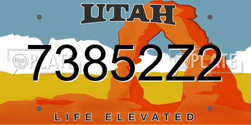 73852Z2 Utah License Plate