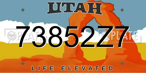 73852Z7 Utah License Plate