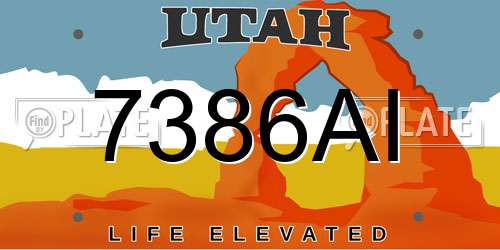 7386AI Utah License Plate