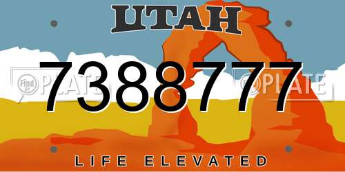 7388777 Utah License Plate