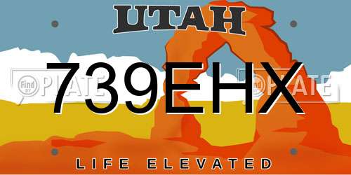 739EHX Utah License Plate