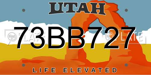 73BB727 Utah License Plate