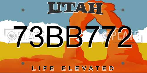 73BB772 Utah License Plate