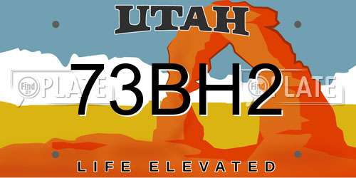 73BH2 Utah License Plate