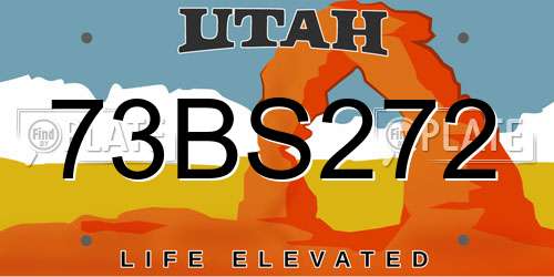 73BS272 Utah License Plate