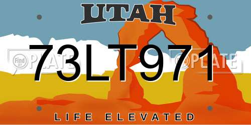 73LT971 Utah License Plate