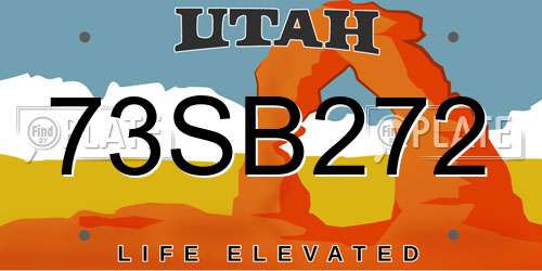 73SB272 Utah License Plate