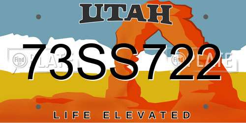 73SS722 Utah License Plate