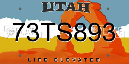 73TS893 Utah License Plate