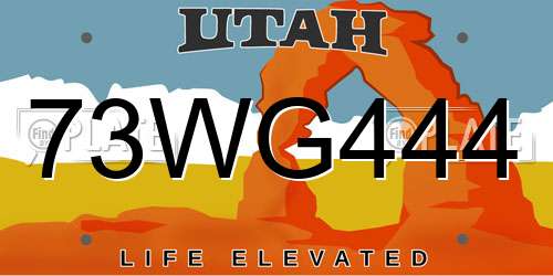 73WG444 Utah License Plate