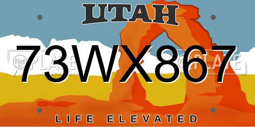 73WX867 Utah License Plate