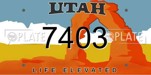7403 Utah License Plate