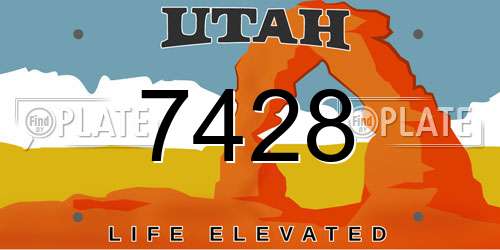 7428 Utah License Plate