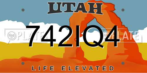 742IQ4 Utah License Plate