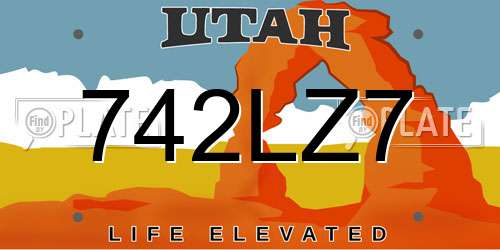 742LZ7 Utah License Plate