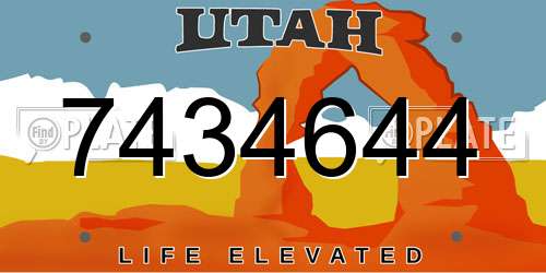 7434644 Utah License Plate