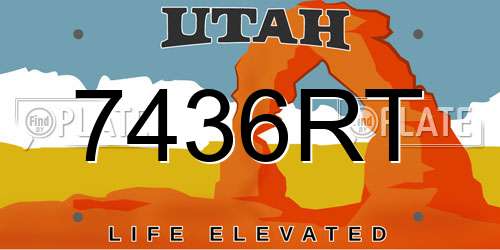 7436RT Utah License Plate