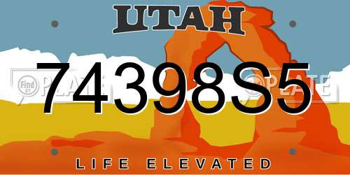74398S5 Utah License Plate