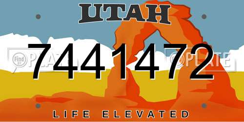7441472 Utah License Plate