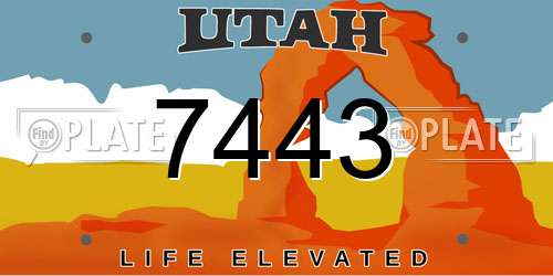 7443 Utah License Plate