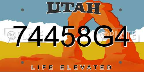 74458G4 Utah License Plate
