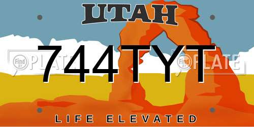 744TYT Utah License Plate