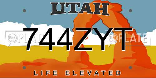 744ZYT Utah License Plate