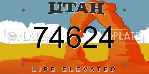 74624 Utah License Plate