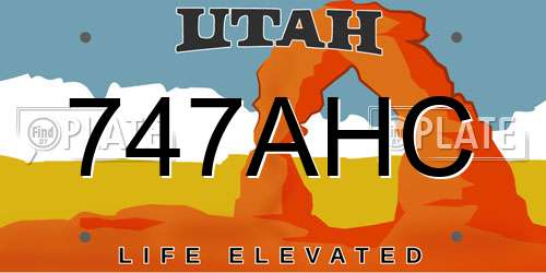 747AHC Utah License Plate