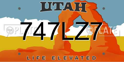 747LZ7 Utah License Plate
