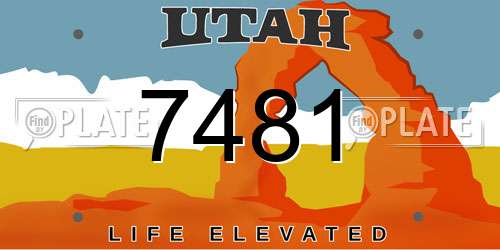 7481 Utah License Plate