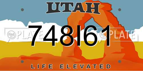 748I61 Utah License Plate