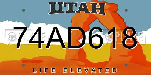 74AD618 Utah License Plate