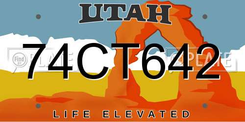 74CT642 Utah License Plate