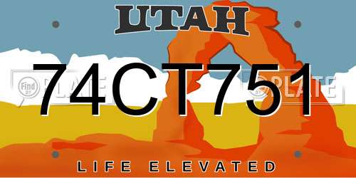 74CT751 Utah License Plate