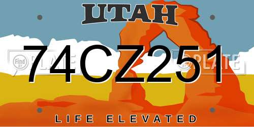 74CZ251 Utah License Plate