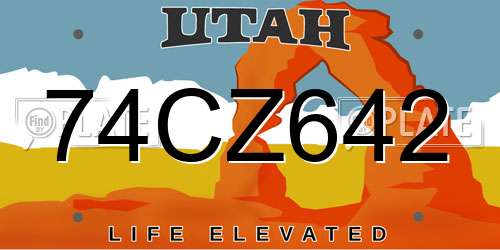 74CZ642 Utah License Plate