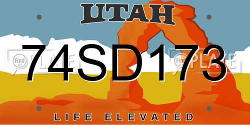 74SD173 Utah License Plate