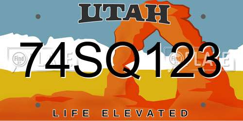 74SQ123 Utah License Plate