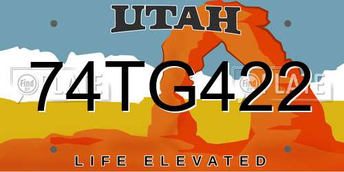 74TG422 Utah License Plate