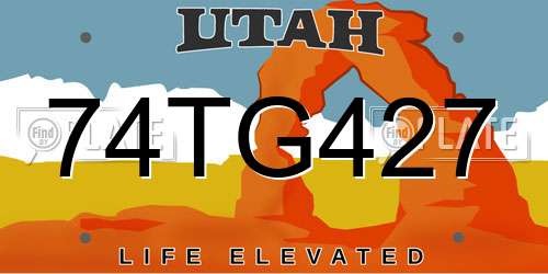74TG427 Utah License Plate
