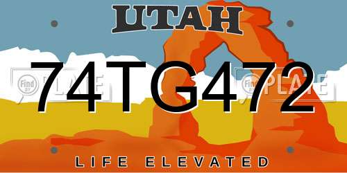 74TG472 Utah License Plate