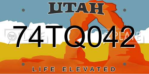 74TQ042 Utah License Plate