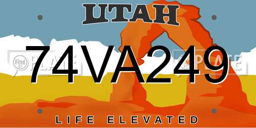 74VA249 Utah License Plate