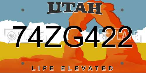 74ZG422 Utah License Plate
