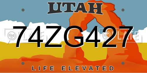 74ZG427 Utah License Plate